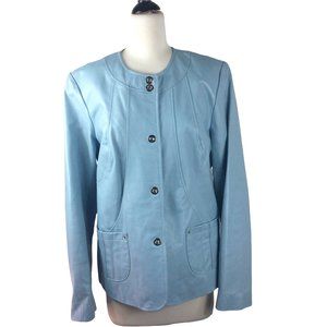 Dialogue Baby Blue Leather Jacket, Medium